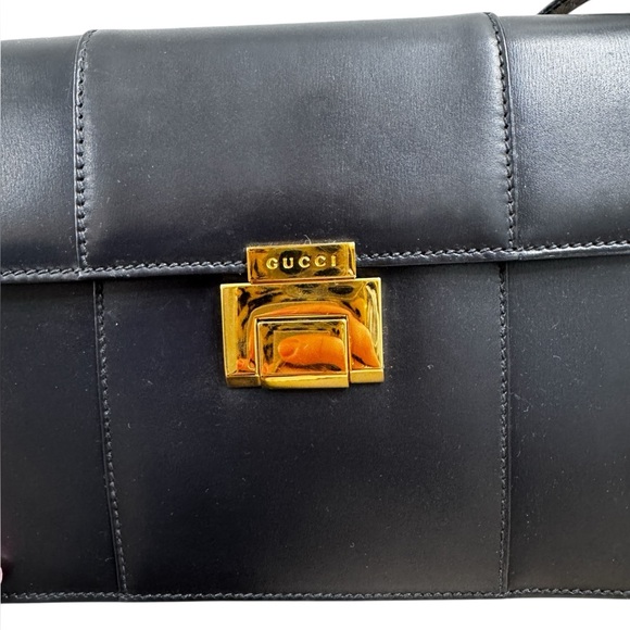 Gucci Vintage Black Leather Clutch/Shoulder Bag - Picture 4 of 17